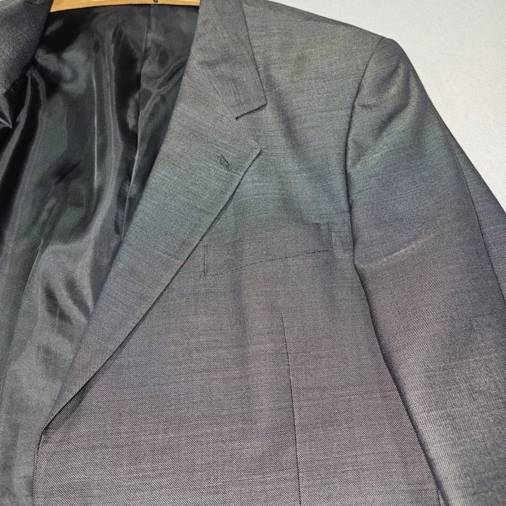 VTG Jeffrey Banks Couture Blazer Suit Jacket Grey Sharkskin Sz 44L